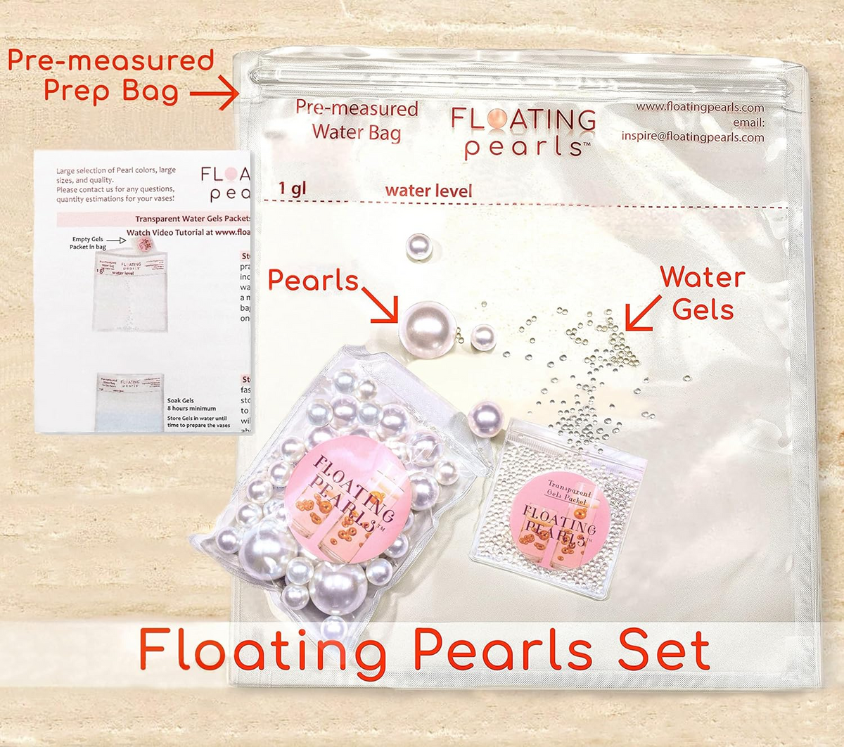 Perles noires « flottantes » - décorations de vase sans trou Jumbo/tailles assorties