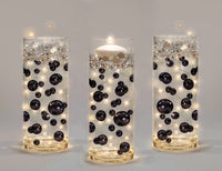 Perles noires « flottantes » - décorations de vase sans trou Jumbo/tailles assorties