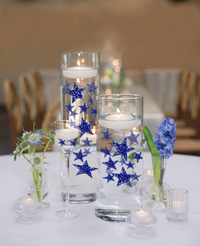 Floating Stars Glitter Blue-Rellena galones para tus jarrones-Incluye kits de geles de agua transparentes para una apariencia flotante-Opción de luces de hadas sumergibles-Impresionantes decoraciones de jarrones