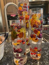 50 Fall Thanksgiving Floating Glowing Pumpkins & Matching Pearls- Fills 1 Gallon of the Floating Transparent Gels for Your Vase- Option to Add 3 Floating Fairy Lights Strings
