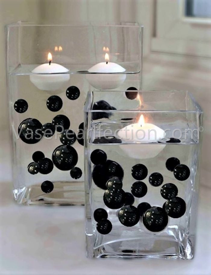 Perles noires « flottantes » - décorations de vase sans trou Jumbo/tailles assorties