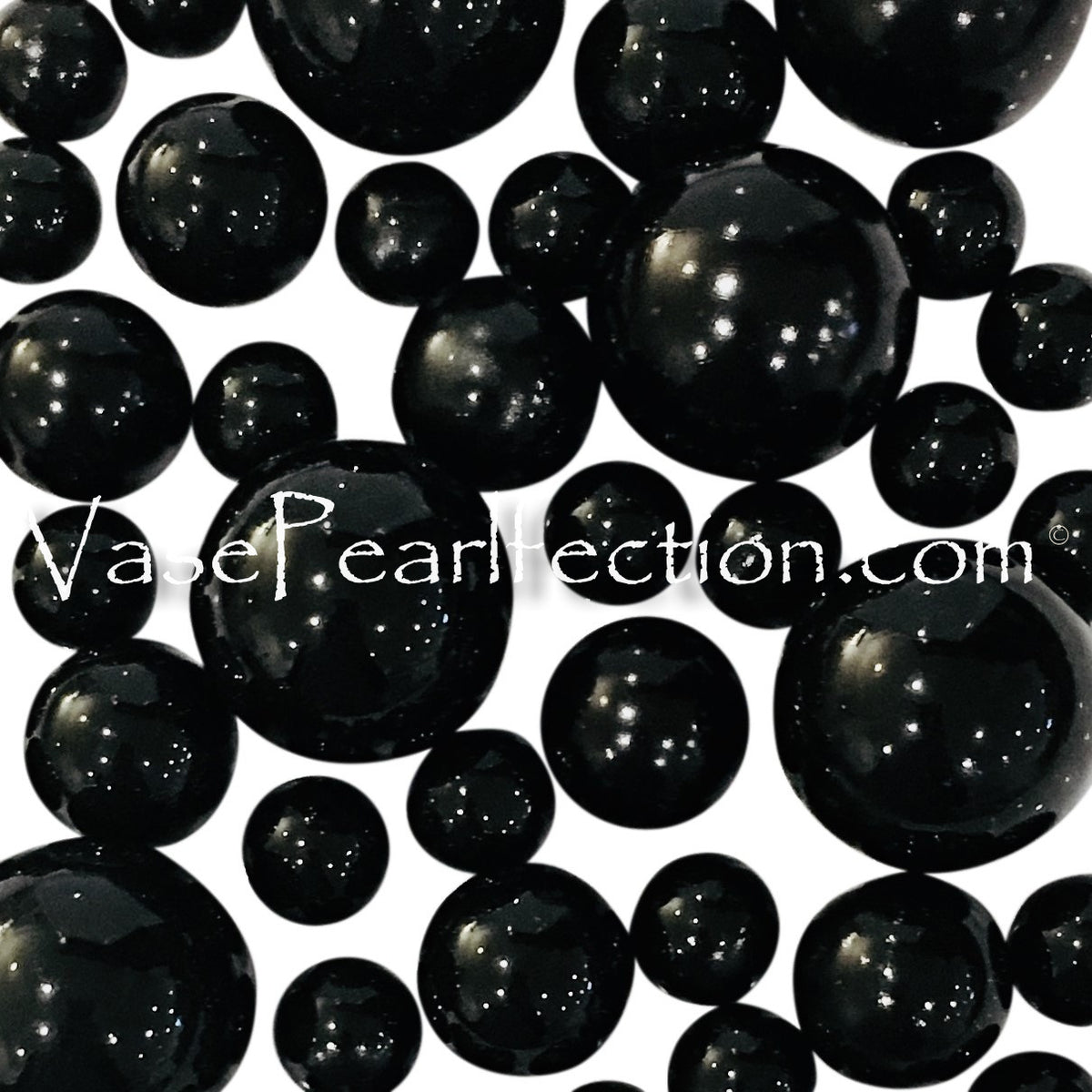 Perles noires « flottantes » - décorations de vase sans trou Jumbo/tailles assorties
