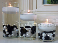 Perles noires « flottantes » - décorations de vase sans trou Jumbo/tailles assorties