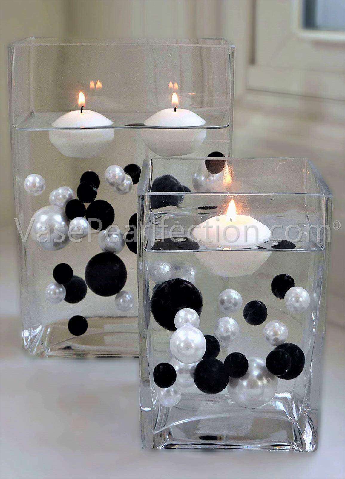 Perles noires « flottantes » - décorations de vase sans trou Jumbo/tailles assorties