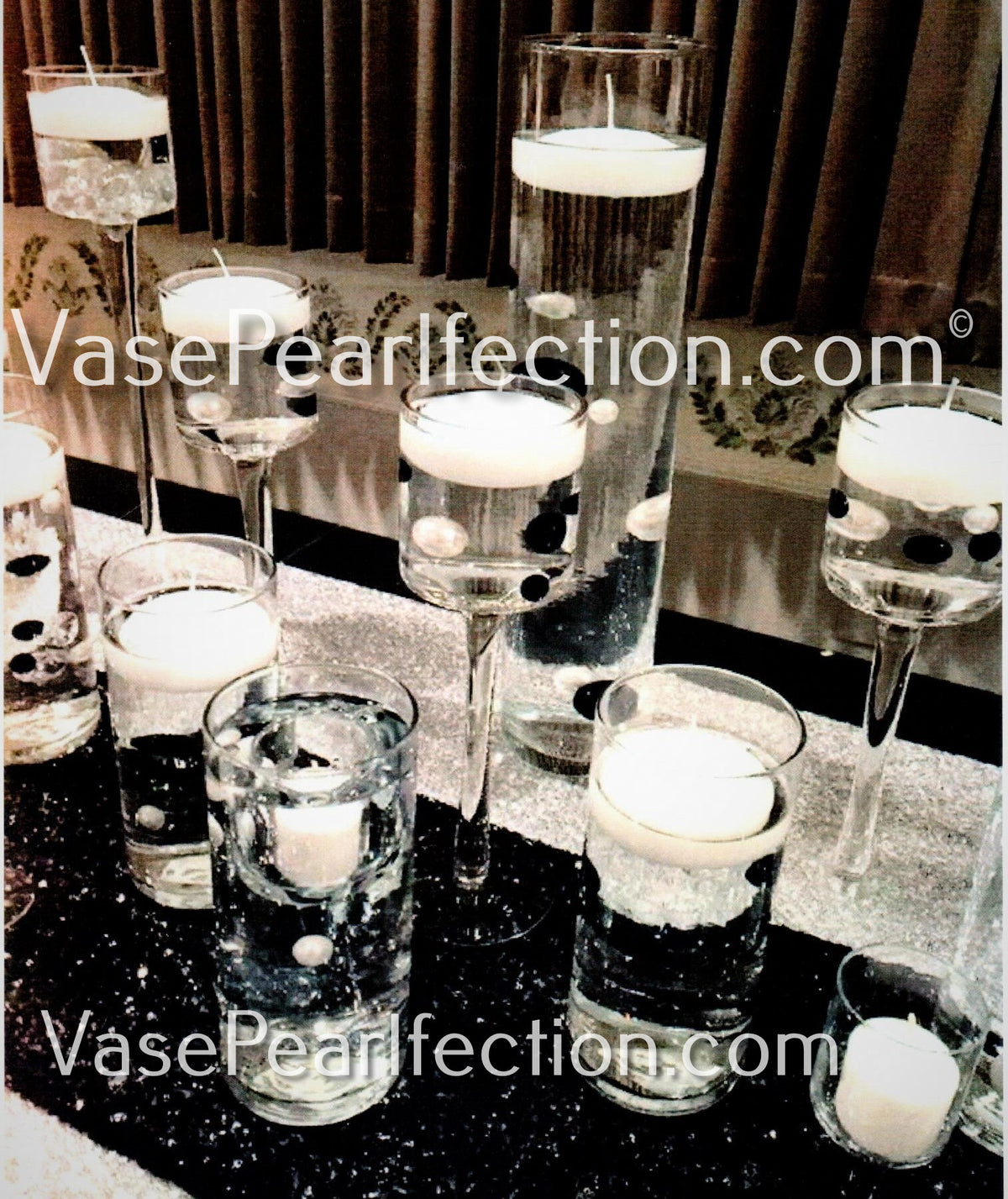 Perles noires « flottantes » - décorations de vase sans trou Jumbo/tailles assorties