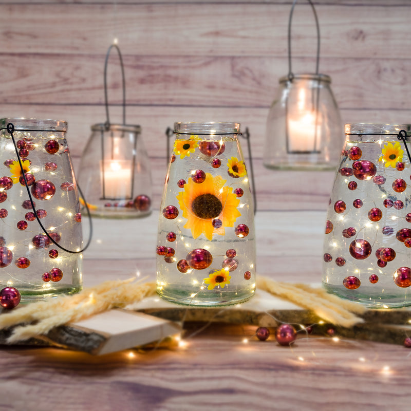 75 Floating Burgundy Pearls-Large-Fills 1 Gallon of the Floating Transparent Gels for Vases-With Measured Gels Kit-Option 3 Fairy Lights Submersible Strings