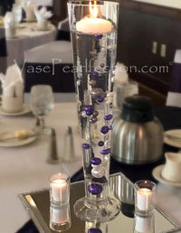 75 Floating Purple Plum Pearls Large Sizes- Fills 1 Gallon of The Floating Transparent Water Gels for Your Vases- 3 Submersible Fairy Lights Strings