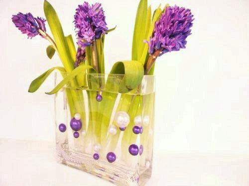 75 Floating Purple Plum Pearls Large Sizes- Fills 1 Gallon of The Floating Transparent Water Gels for Your Vases- 3 Submersible Fairy Lights Strings