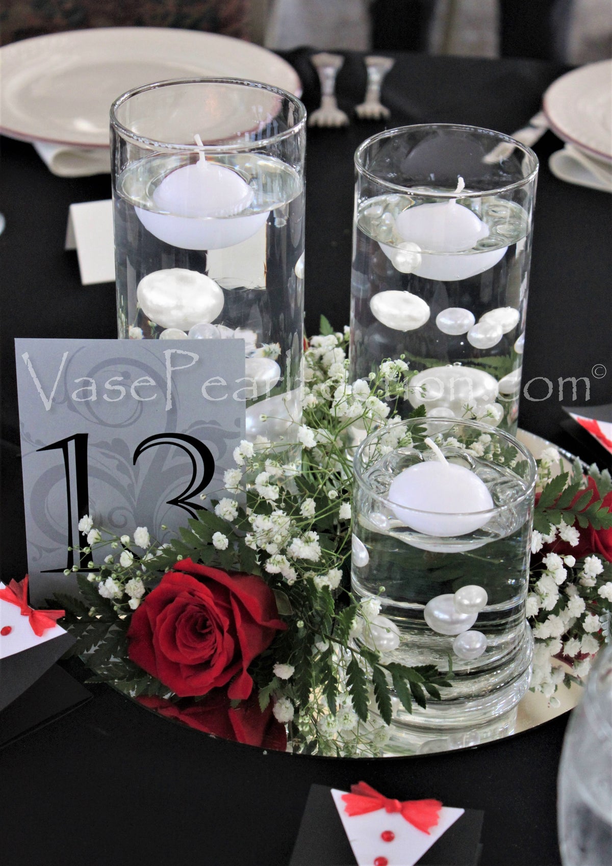 100 Floating White Pearls and Sparkling Gems - Large Sizes - Fills 2 Gallons of the Transparent Water Gels for the Floating Effect- With Exclusive Measured Prep Bags - Option: 6 Submersible Fairy Lights Strings